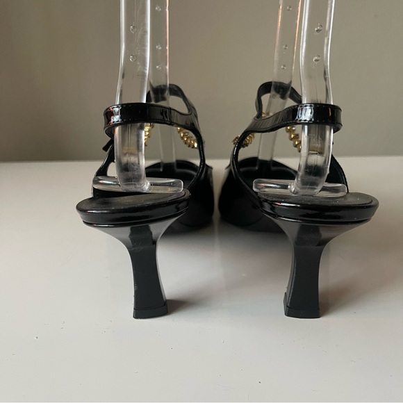 KHAITE Black Patent Leather Crystal Strap Heels Sandals Made Italy Size 40.5 - Picture 4 of 7